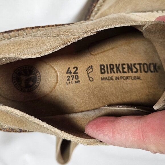 Birkenstock Gary Tan Lace Up Loafers Men\'s Size 9 Women\'s Size 11 Suede 42 270